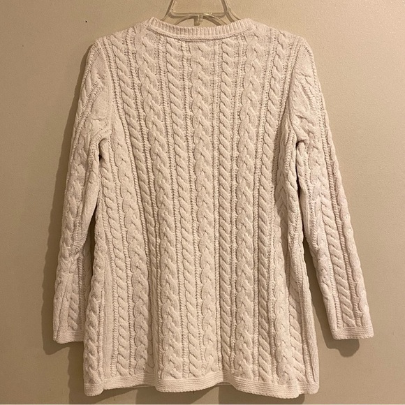 J. Jill Women’s Chunky Cable Knit Chenille Size Small Petite Ivory Sweater - Picture 4 of 10
